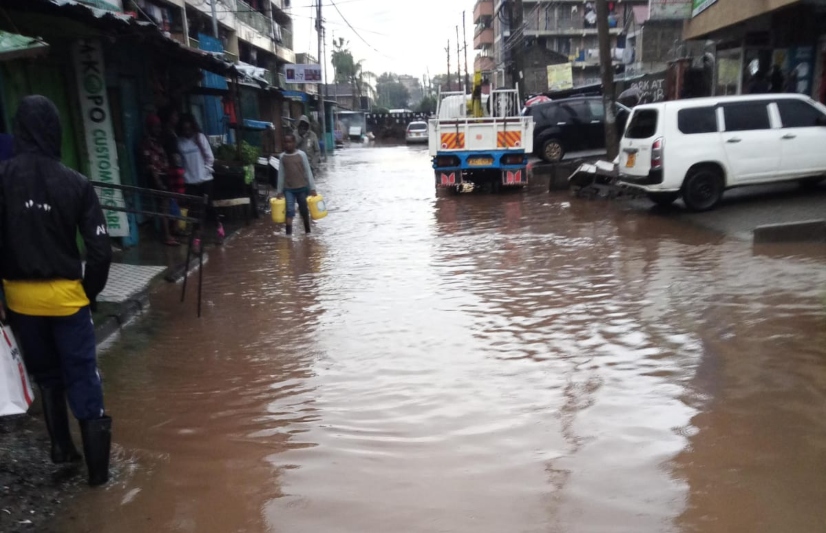 A flooded road in Nairobi after heavy rains pounded the city. PHOTO/Martin Oduor