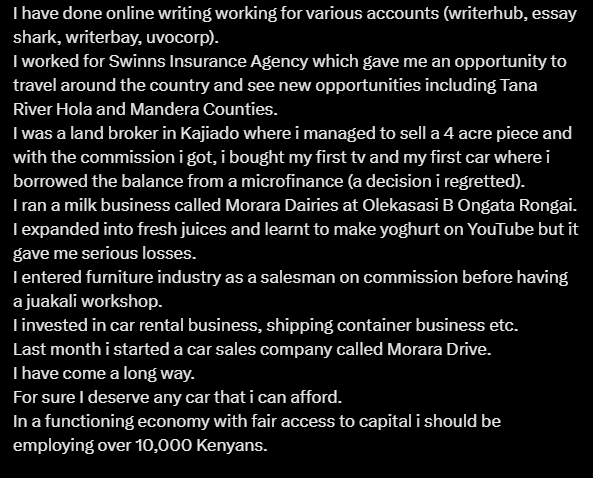 Part of the statement shared by Kebaso Morara on Sunday December 29, 2024. PHOTO/ Screengrab by K24 Digital/@MoraraKebasoSnr/X