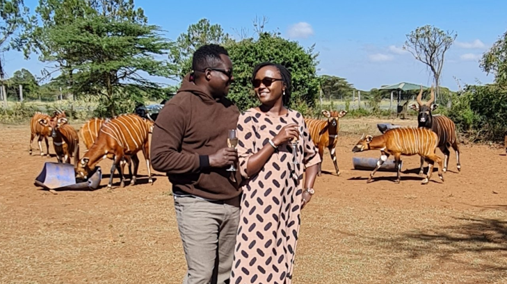 Ferdinand Omondi and wife Njeri pose for a photo at an undisclosed location. PHOTO/@FerdyOmondi/X