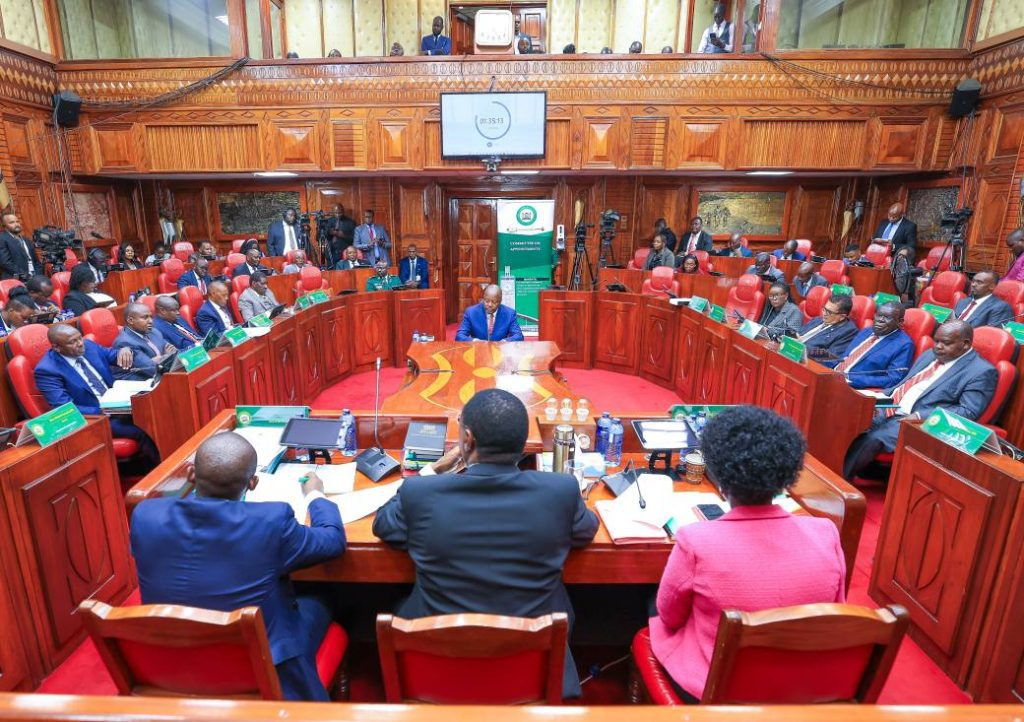 Agriculture Cabinet Secretary nominee Mutahi Kagwe on Tuesday, January 14, 2025 during the vetting session. PHOTO/https://www.facebook.com/ParliamentKE