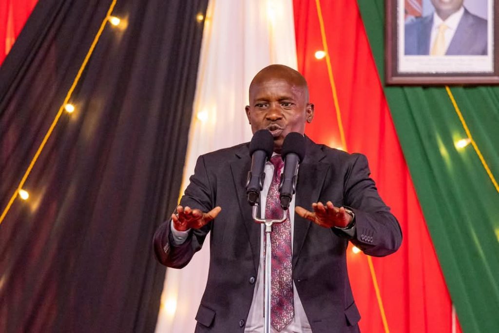 Deputy president Kithure Kindiki gestures during a metting at his Karen residence office on January 17, 2025. PHOTO/@kindikiKithure/X