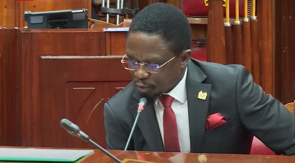 Former Sports CS Ababu Namwamba responding to questions from the vetting committee on Friday January 10, 2025. PHOTO/ Screengrab by K24 Digital/https://www.youtube.com/watch?v=VeSVXwfIlFo
