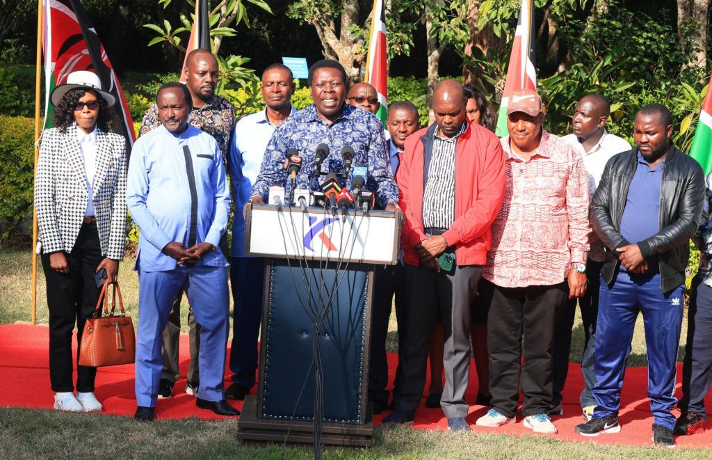 A section of opposition leaders address the press on January 24, 2025. PHOTO/@skmusyoka/X