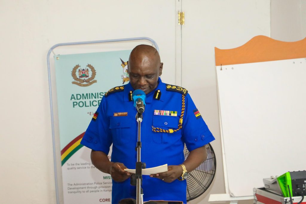 Inspector General of Police Douglas Kanja speaking during the opening of the annual Administration Police Service Senior Commanders' conference in Kwale County on Tuesday January 21, 2025. PHOTO/@NPSOfficial_KE/X