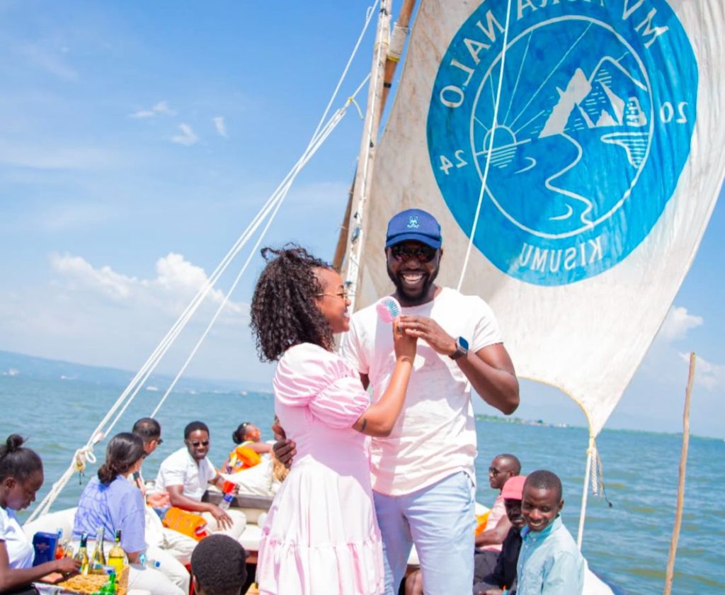 CNN Journalist Larry Madowo and Deutsche Welle (DW) news anchor and reporter Edith Kimani enjoying life in Lake Victoria, Kisumu County. PHOTO/@LarryMadowo/X
