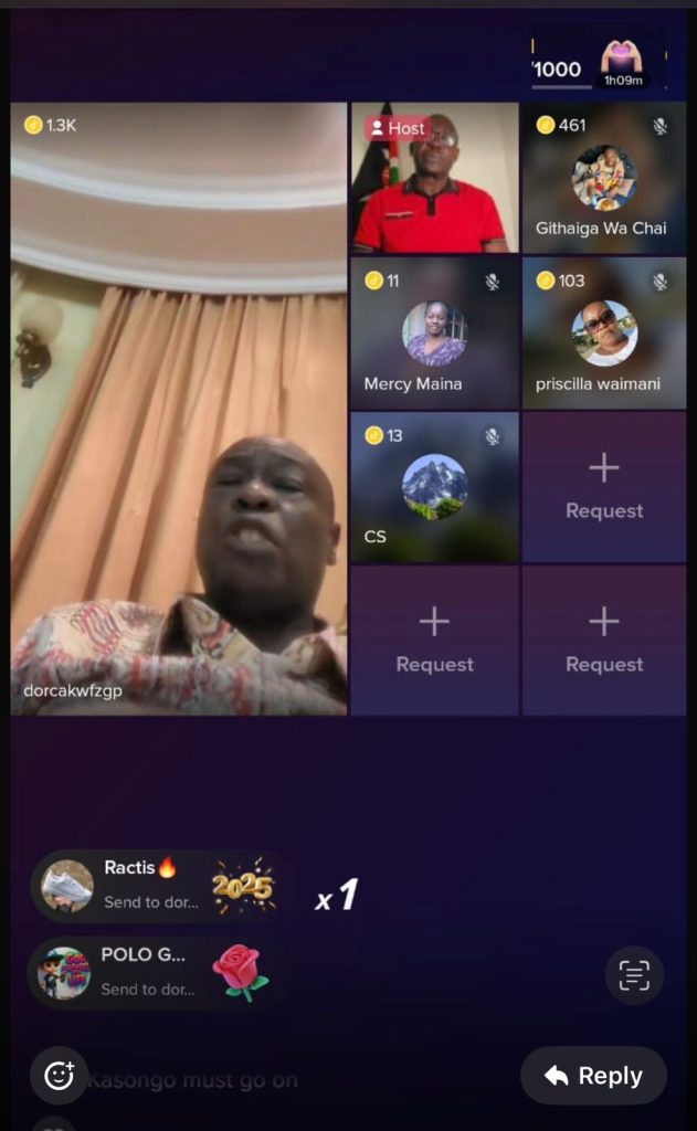 Gachagua on live session on Thursday, January 23, 2025. PHOTO/Screengrab by K24 Digital from live video by Kuira Wa Kabiru on TikTok @theculturalguru