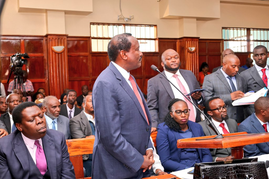  Eugene Wamalwa, Kalonzo Musyoka, LSK president Faith Odhiambo with other lawyers at Milimani High Court on Wednesday, January 8, 2025. PHOTO/@EugeneLWamalwa/X