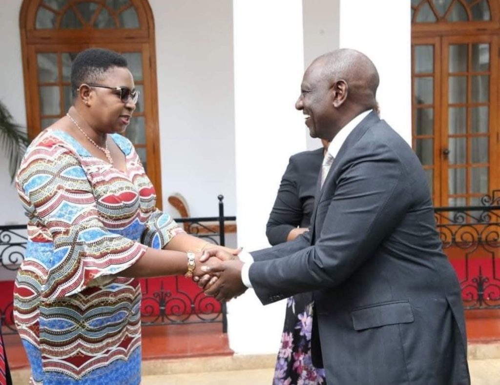 Aisha Jumwa shakes hands with President William Ruto during a past function. PHOTO/@CSAisha Jumwa/X