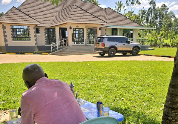 Boni Khalwale relaxes over lunch in one of his homes. PHOTO/@DrBKhalwale/X