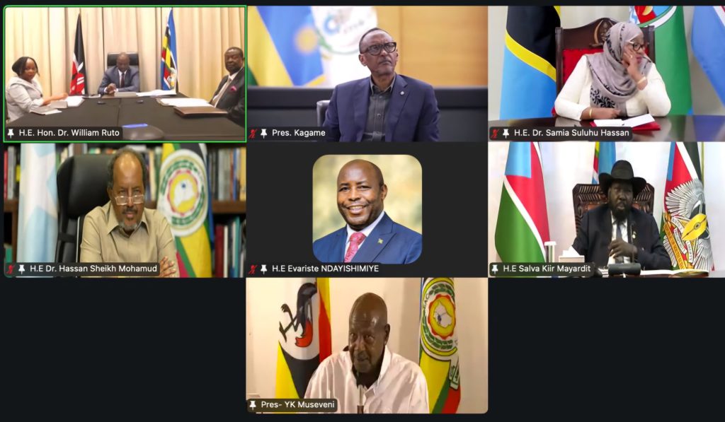 President William Ruto during the virtual meeting of the East Africa Community Extra- Ordinary summit  on DRC PHOTO/@williamsruto/X