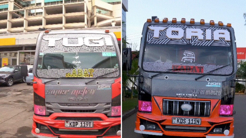 A collage of Njugush's matatus Tugi and Toria. PHOTO/@celestinendinda/Instagram