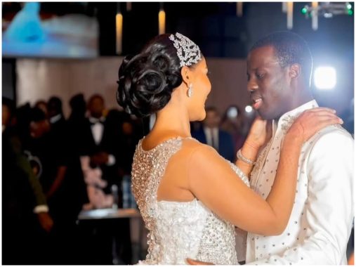 Tanzanian model Hamisa Mobetto and Burkinabe footballer Stéphane Aziz Ki during their white wedding