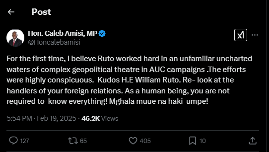 A post made by Saboti MP Caleb Amisi on Wednesday, February 19, 2025. PHOTO/Screengrab by K24 Digital from @Honcalebamisi
