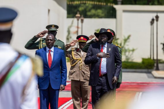 President William Ruto in Juba, South Sudan, after he held talks with President Salva Kiir Mayardit and First Vice-President Riek Machar on the Tumaini Initiative peace process on November 6, 2024. PHOTO/@WilliamsRuto/X
