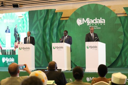 AUC chairmanship contestants from left Djibouti’s long-time Foreign Affairs Minister Mahmoud Ali Youssef, former Prime Minister Raila Odinga and former Madagascar Foreign Minister Richard James Randriamandrato