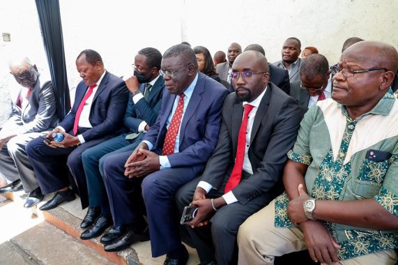 National Assembly Speaker Moses Wetangula leads a delegation of over 35 Members of Parliament in paying their respects to the late Malava MP, Moses Malulu Injendi on February 19, 2025. PHOTO/@HonWetangula/X